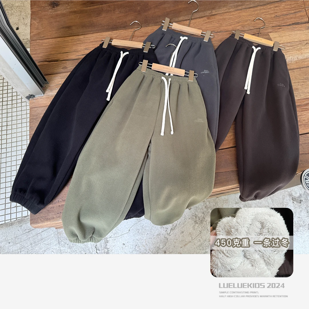 【清仓】略略童装儿童秋冬款百搭加绒加厚针织休闲裤244KZ2055