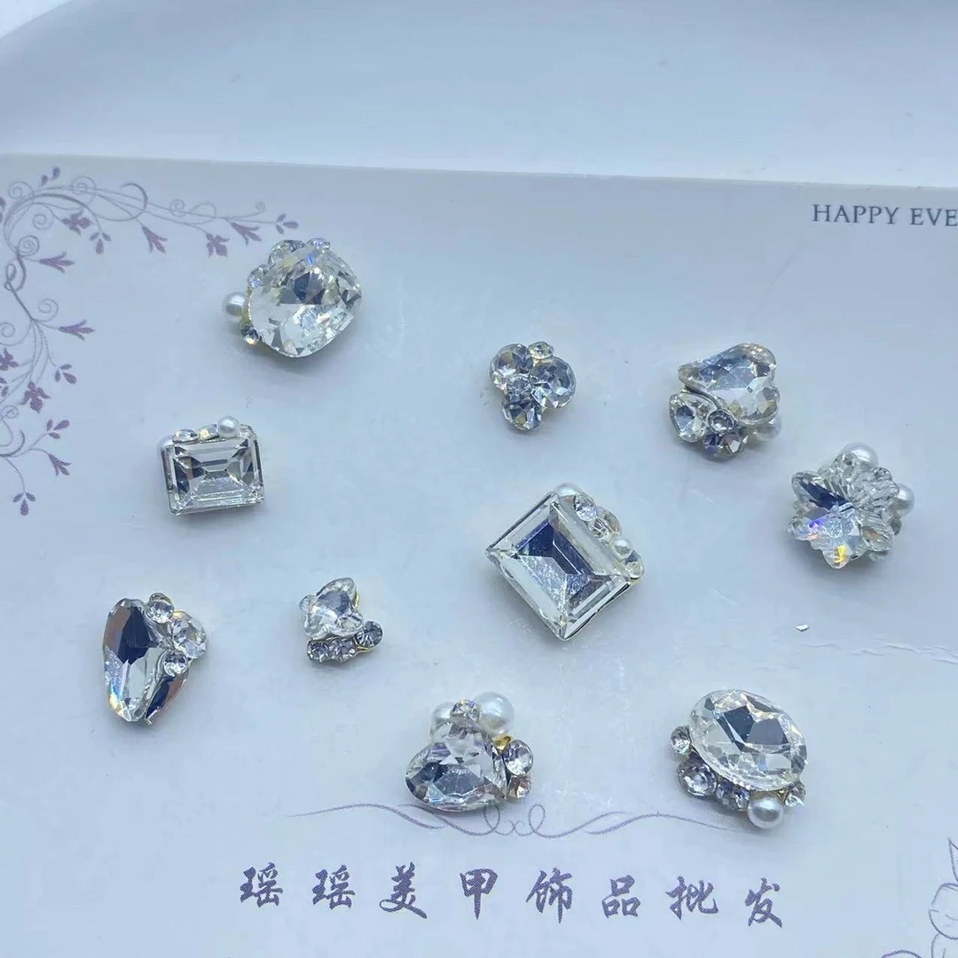 SP-美甲钻饰品白色-香槟色堆堆钻混款精工高品质10颗美甲钻超流行