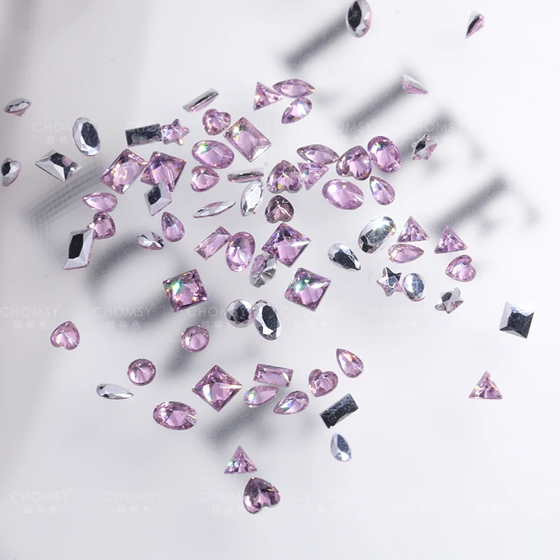 美甲饰品10A平底倒边锆石镜面底中小号混形状 精工高品 超闪