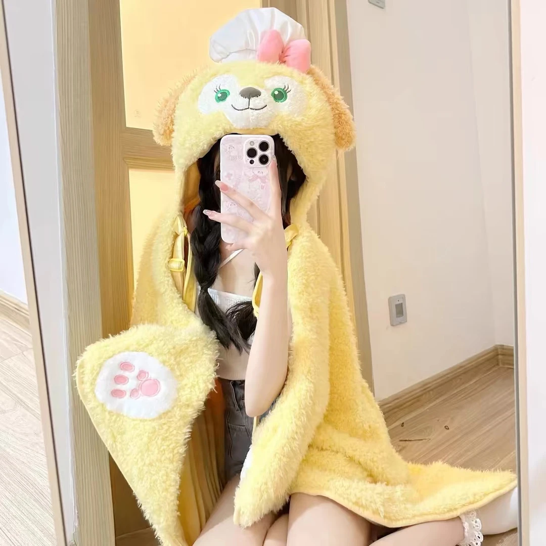 可爱软萌厨师狗空调毯饼饼毛毯连帽披肩浴巾毛绒斗篷午睡毯学生