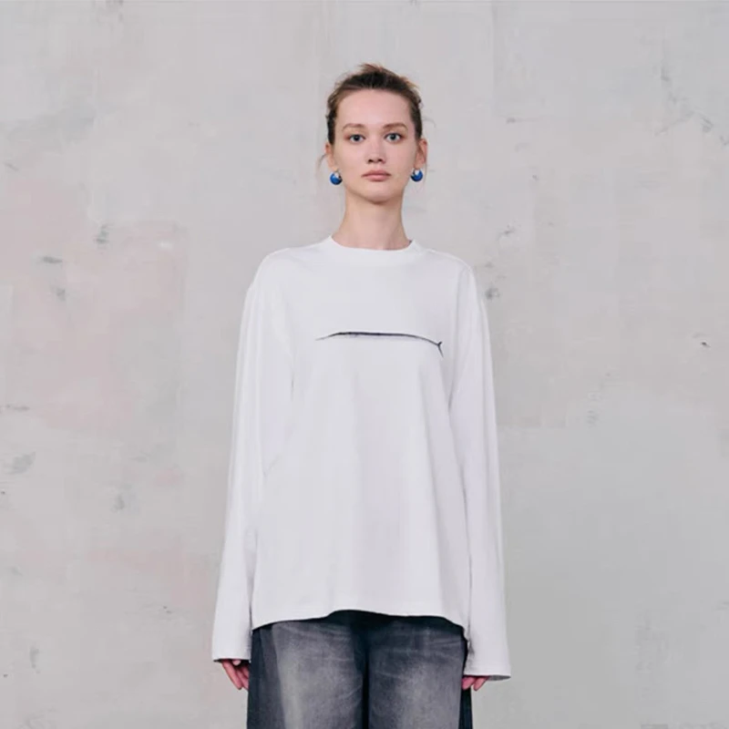 【VIINS】YOUWEI有尾电鳗印花长袖T恤女休闲简约个性打底3510