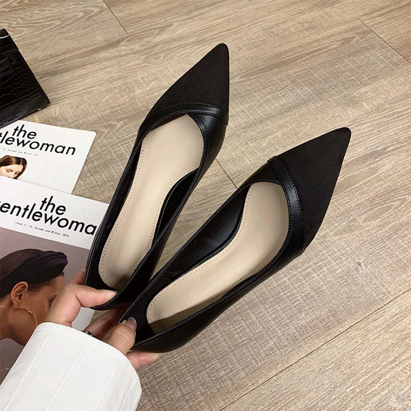 不累脚尖头浅口低跟单鞋女百搭2025年秋季新款气质高跟软底通勤鞋