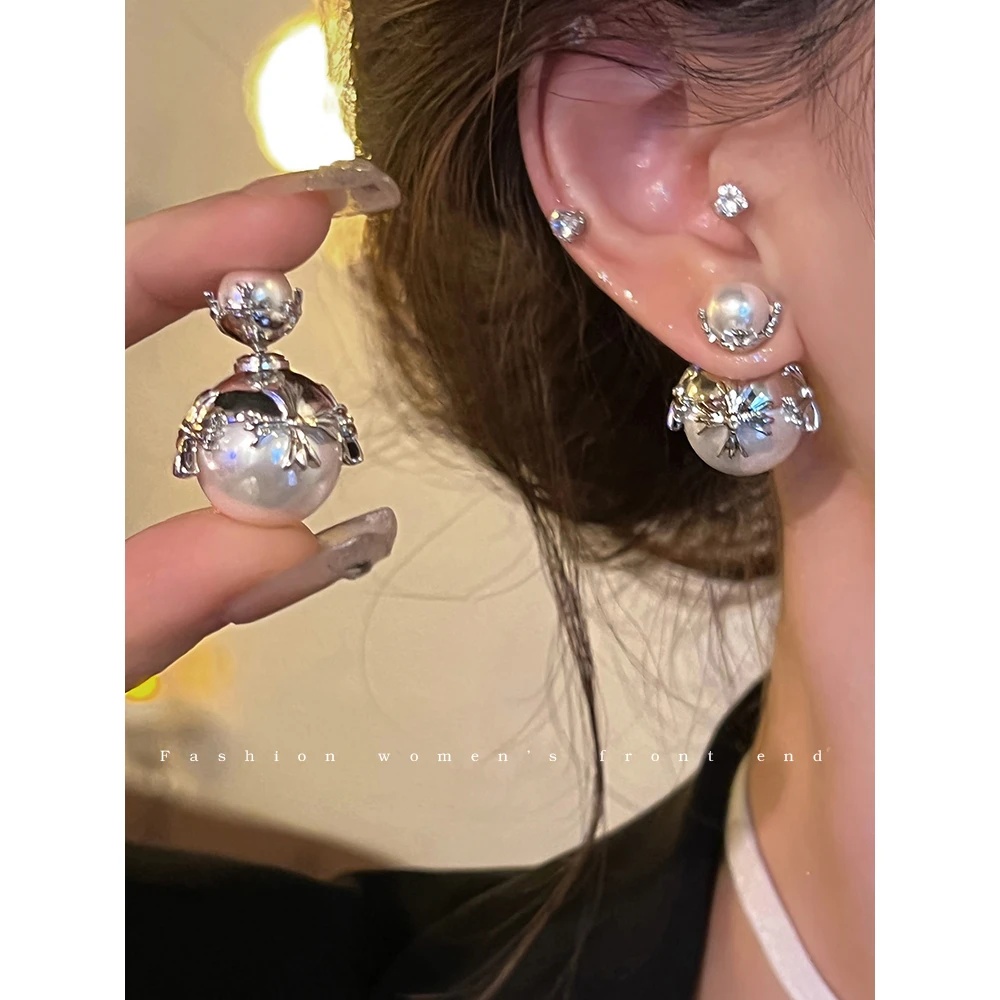 合金仿珍珠耳饰 轻奢十字架珠珠耳钉小众设计感高级耳环女耳饰35