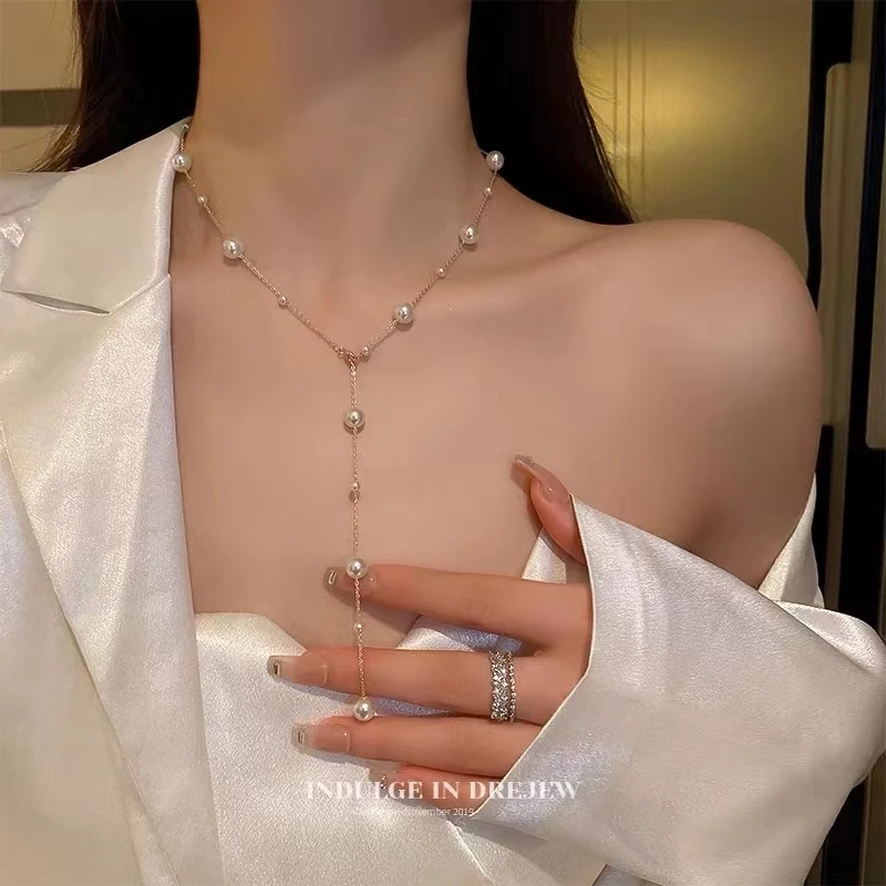 钛钢仿珍珠项链 满天星珠珠项链女小众设计感锁骨链高级感颈链A24