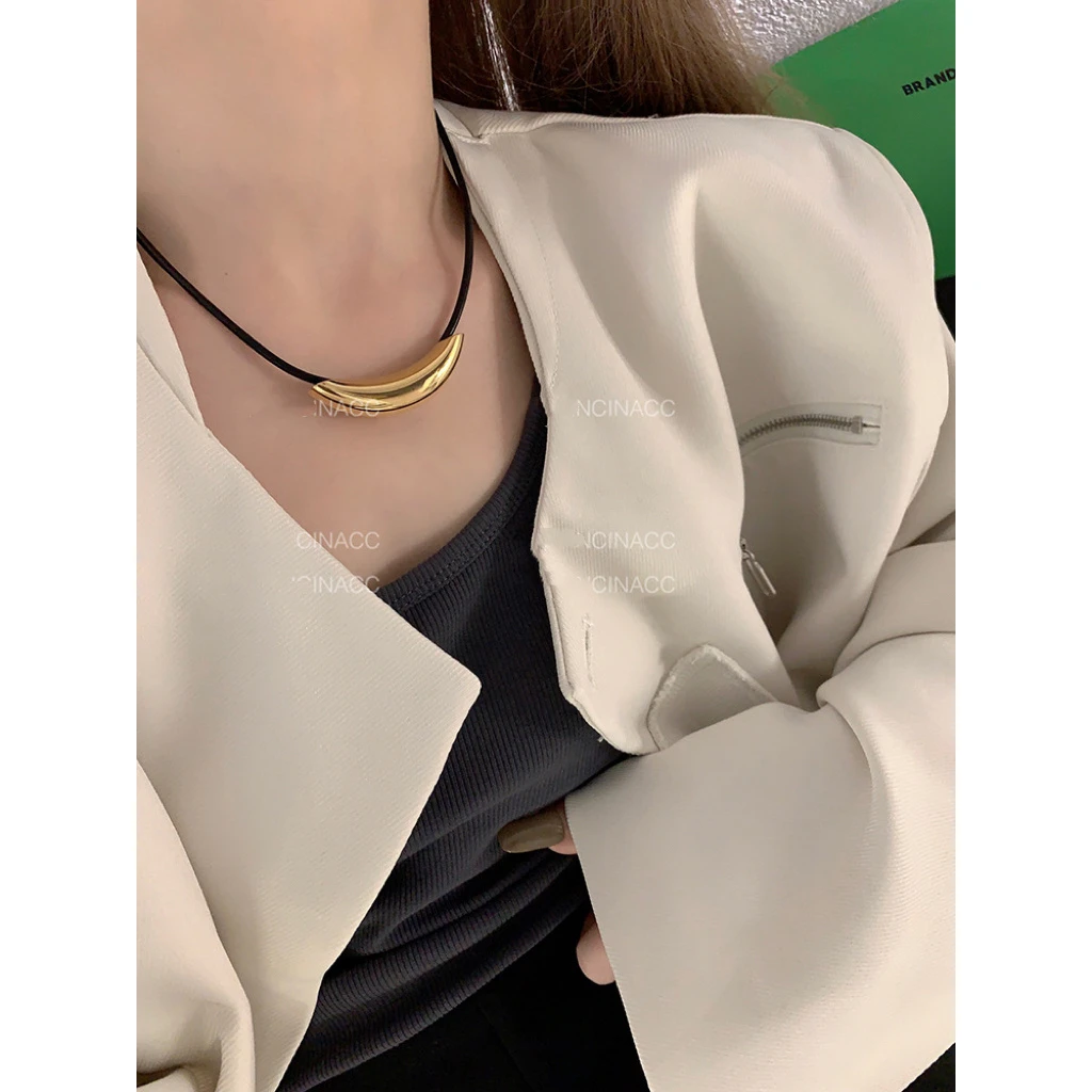 钛钢布艺项链 爆款弯管项链女小众设计感时尚百搭锁骨链项圈326