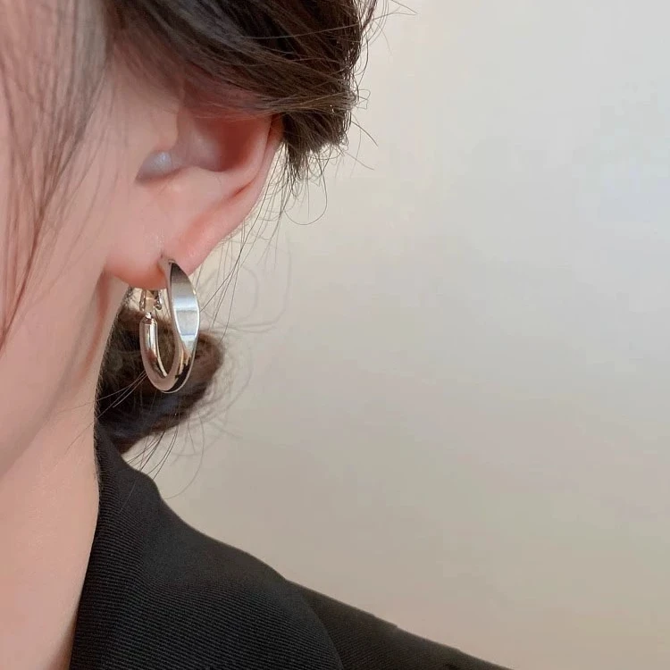 合金无非金属耳饰 金属圆圈耳环小众设计感耳钉女轻奢素圈耳饰312