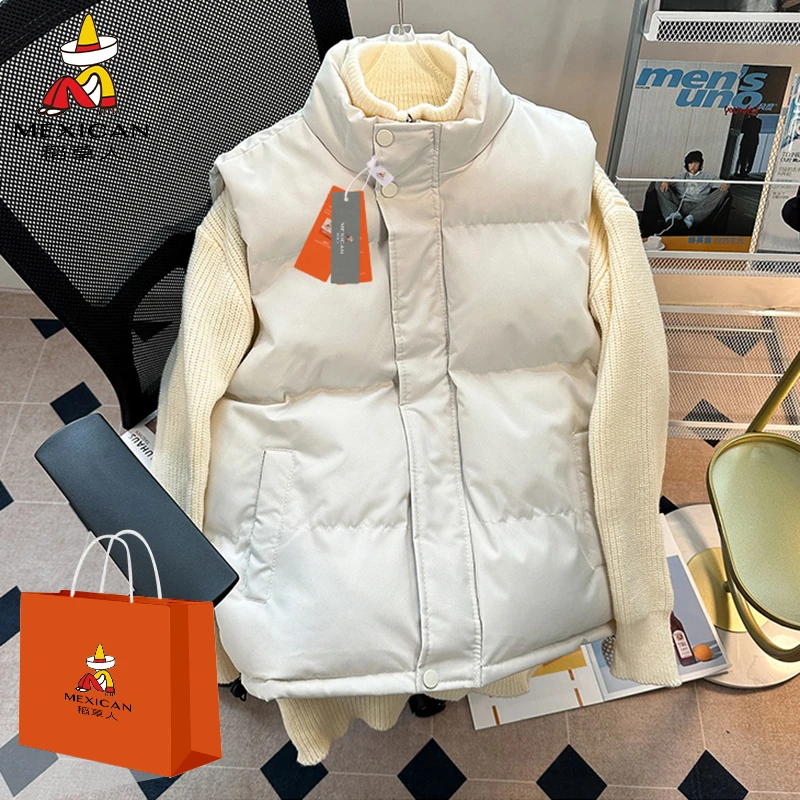 Mexican/稻草人马甲男士2025年秋冬新款潮流立领加厚保暖情侣外套