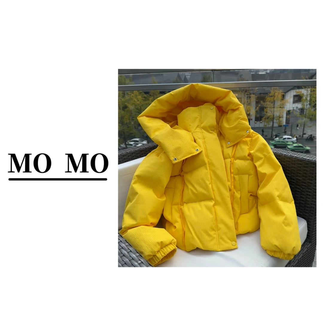 MOMO【1988纯色羽绒服】冬季新款90鸭绒百搭短款连帽女保暖外套