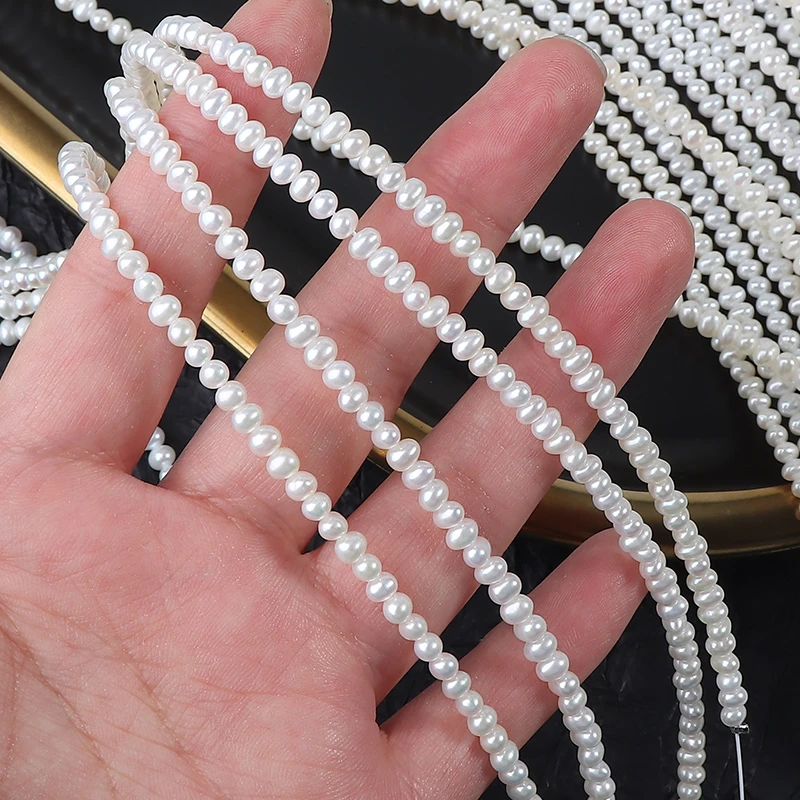 无核不含扣3-4mm小土豆天然淡水珍珠半成品串珠diy项链手工原材料