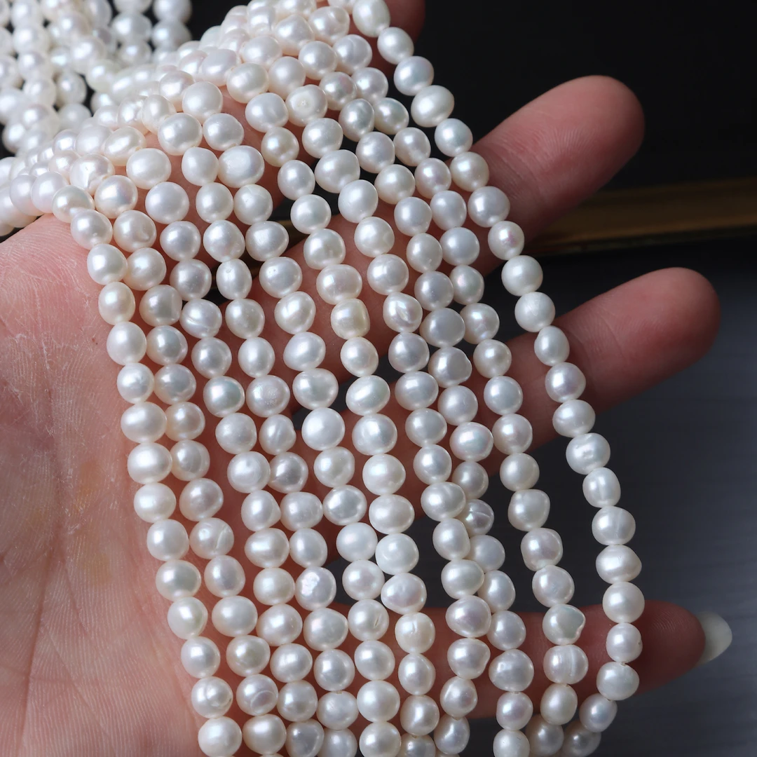4-5mm侧孔小石头巴洛克异形天安淡水珍珠半成品串珠diy手工原材料