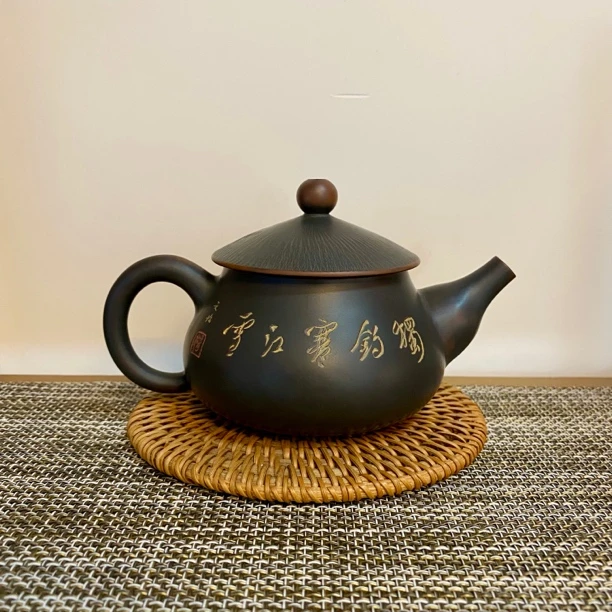 独钓寒江雪 斗笠盖 广西钦州坭兴陶