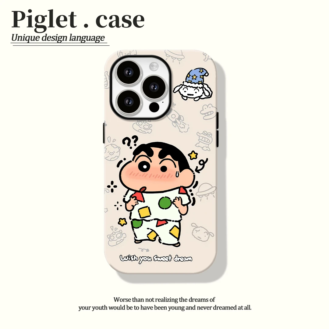 卡通小新适用苹果16手机壳iPhone15ProMax防摔保护套13/14菲林壳