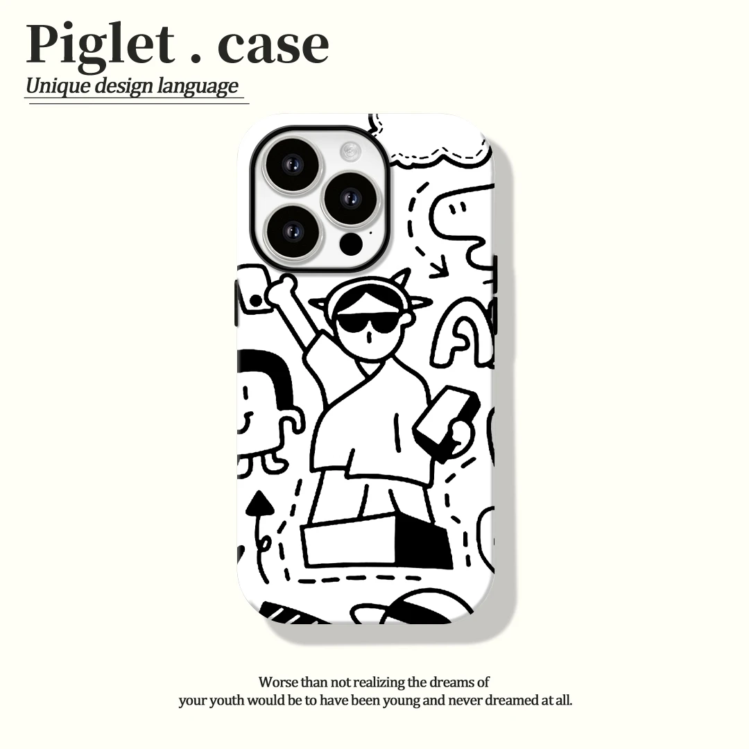 适用苹果16手机壳自由男神iphone15可爱软壳12/13/14全包趣味卡通