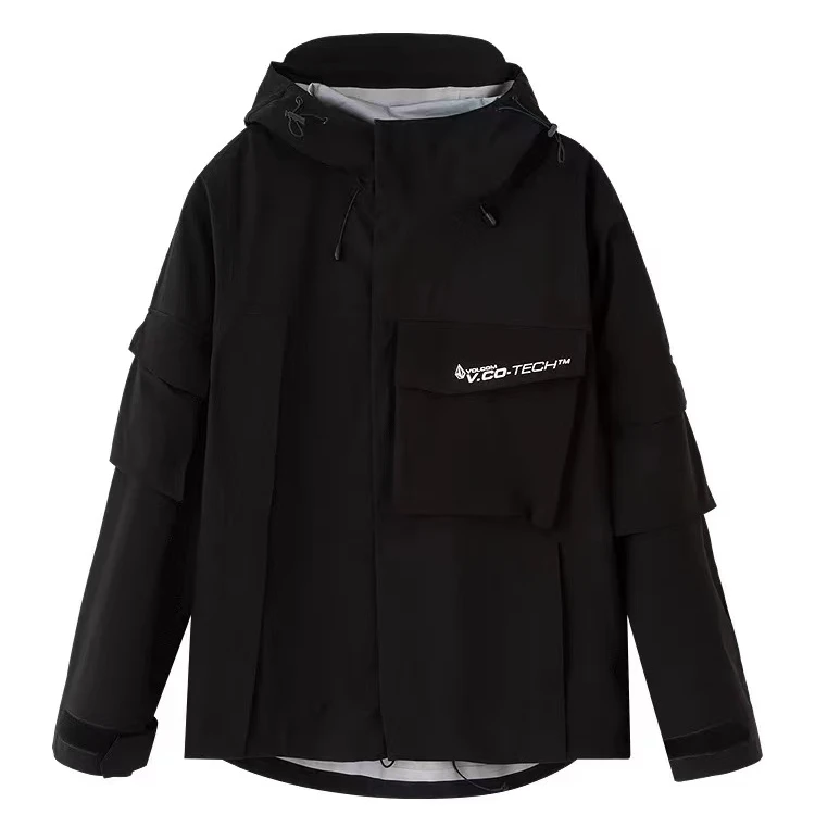 VOLCOM 钻石户外黑色工装硬壳防水冲锋衣2024新款秋季 A1332407