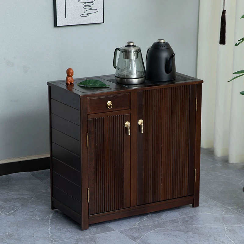 乌檀木茶水柜可移动茶边柜办公家用沙发边几烧水一体纯实木茶柜