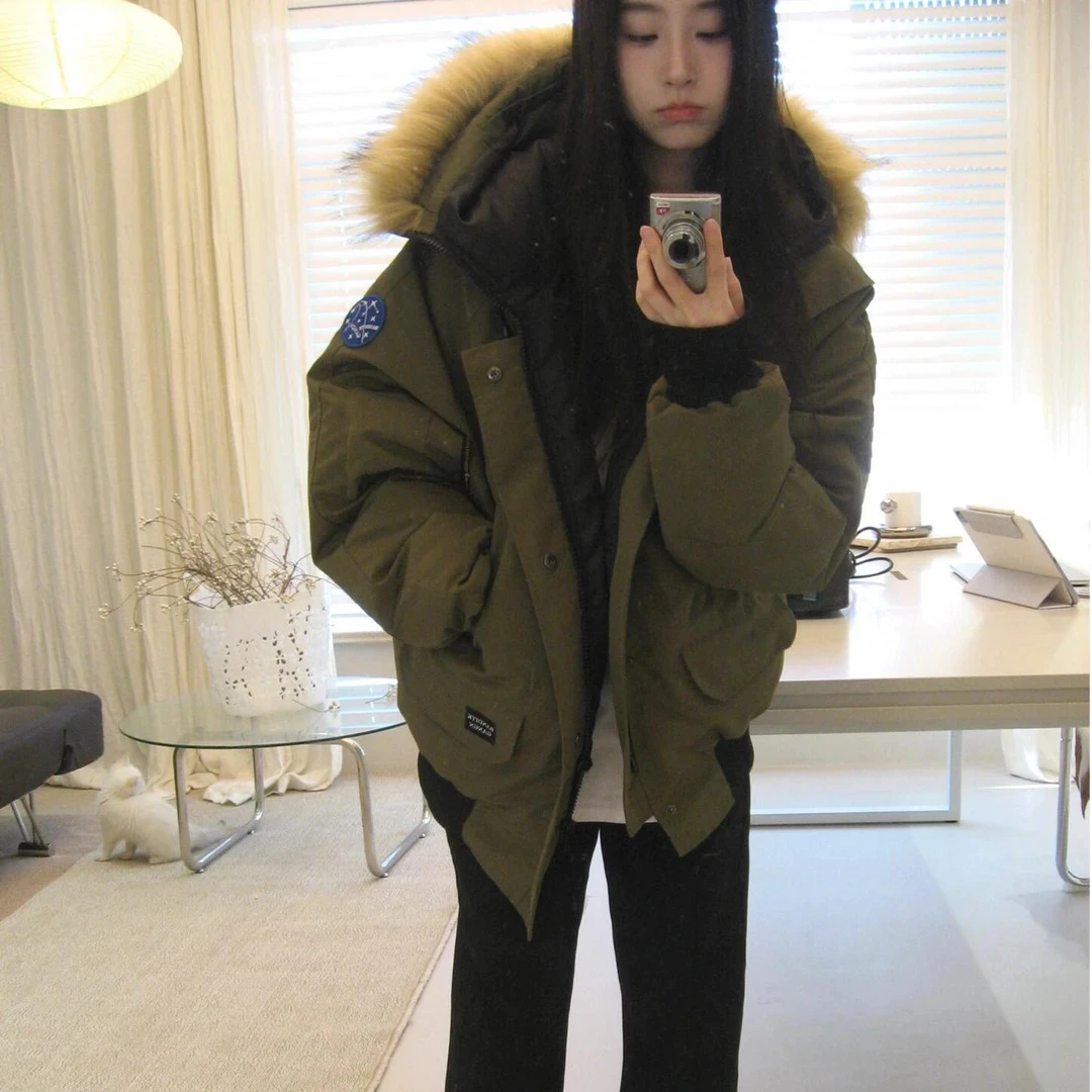 韩系情侣羽绒棉服2025冬季新款女加厚高级感小个子美式复古派克服