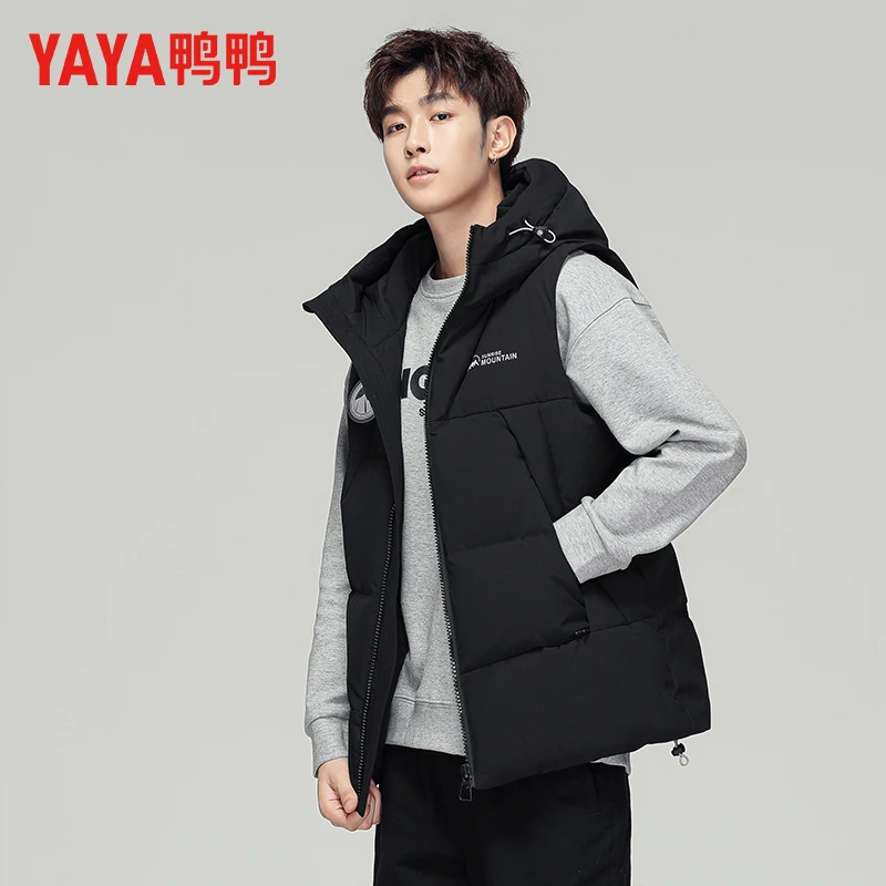 鸭鸭情侣羽绒服马甲男外穿冬季加厚连帽短款男女同款马夹坎肩外套