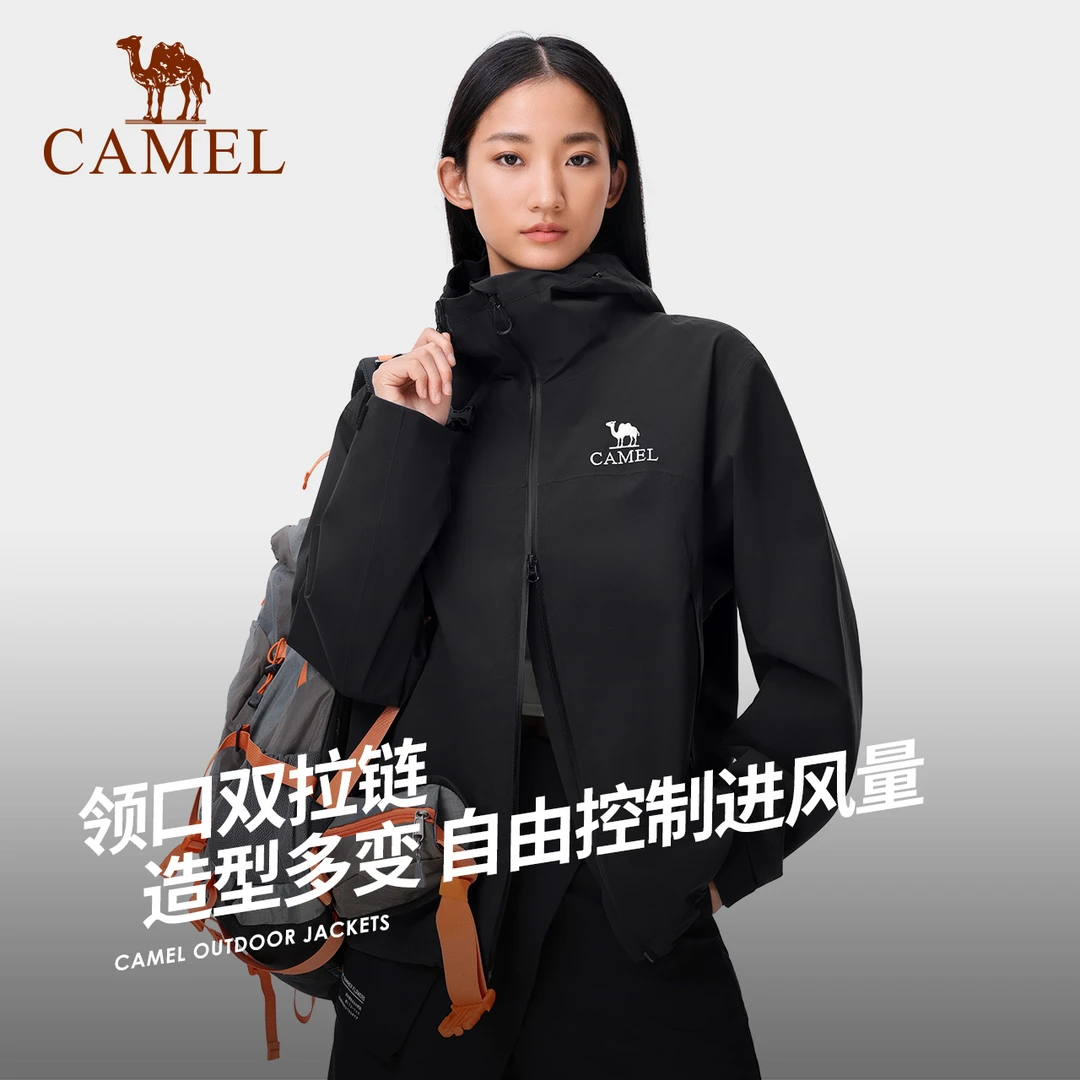 【黑甲】骆驼户外人生冲锋衣男女单冲防风外套2025新款秋登山服R727