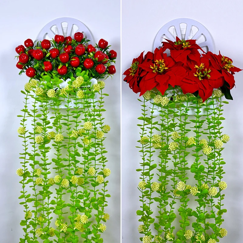 墙上装饰挂件仿真花花篮藤条藤蔓蝴蝶兰花艺塑料客厅假花室内壁挂