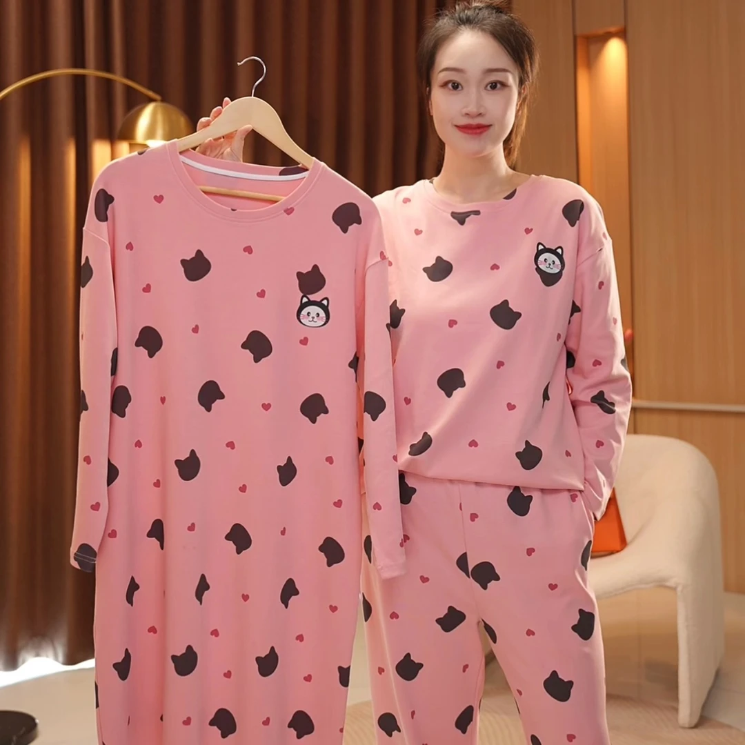 秋款【烟花粉黛～拍一发三】长袖长裤新品舒适棉质家居服套装4306