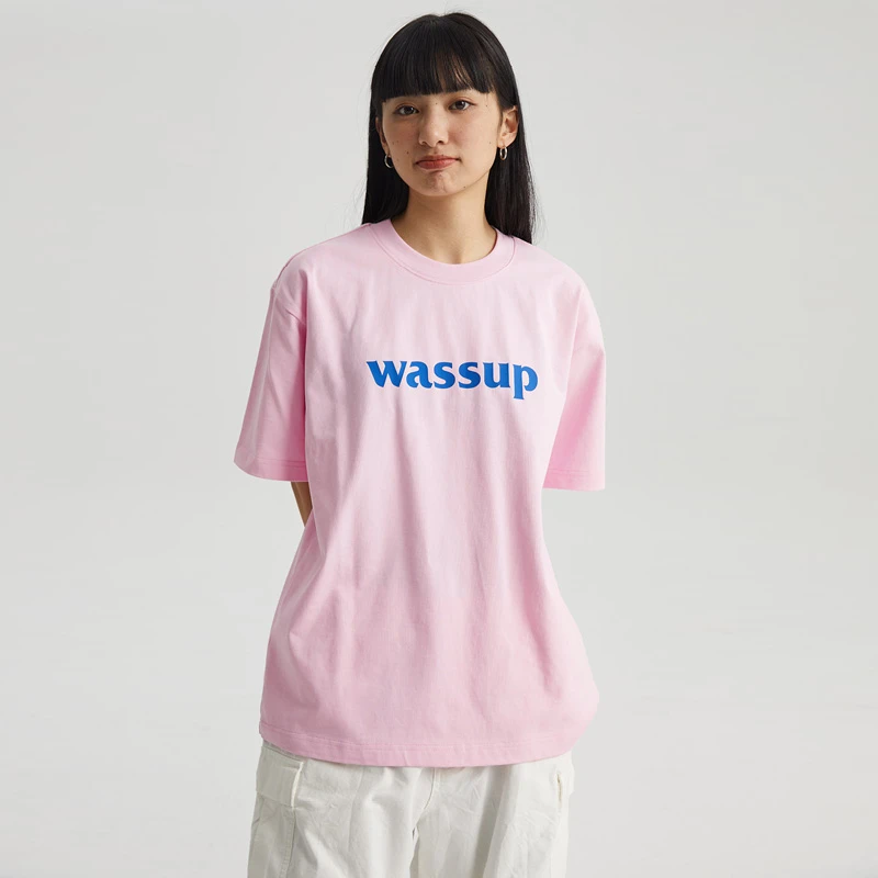 WASSUP基础LOGO纯色短袖潮流男装高考毕业季透气休闲薄而不透凉爽