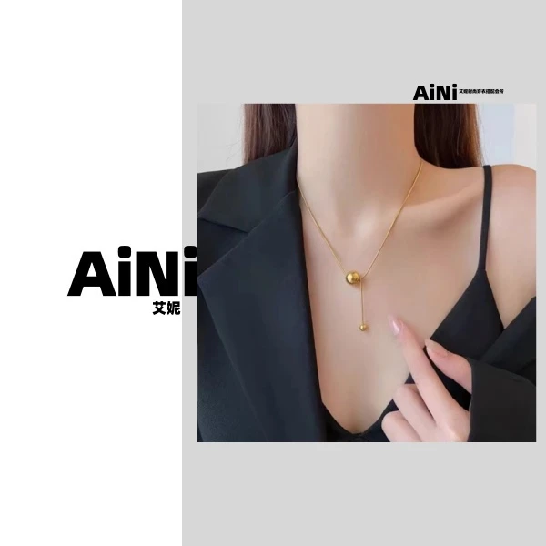 钛钢项链 《妮推荐》妮自留高级感颈链圆球轻奢潮项链