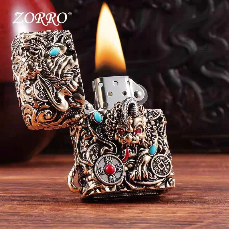 ZORRO招财进宝大貔貅浮雕砂轮火机