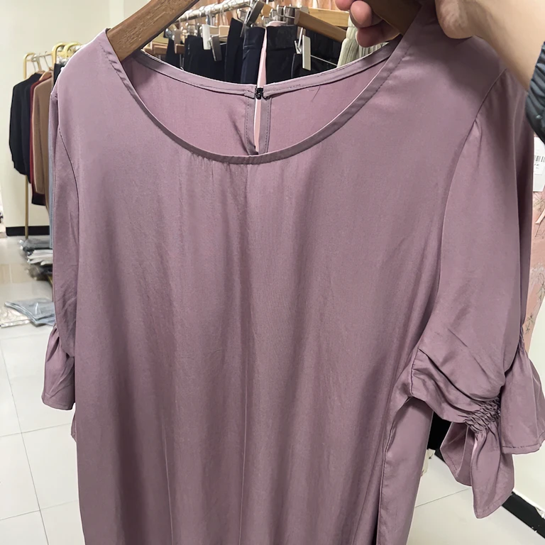 甜美荷叶袖净色减龄宽松短袖连衣裙亲肤舒适休闲百搭时尚简约