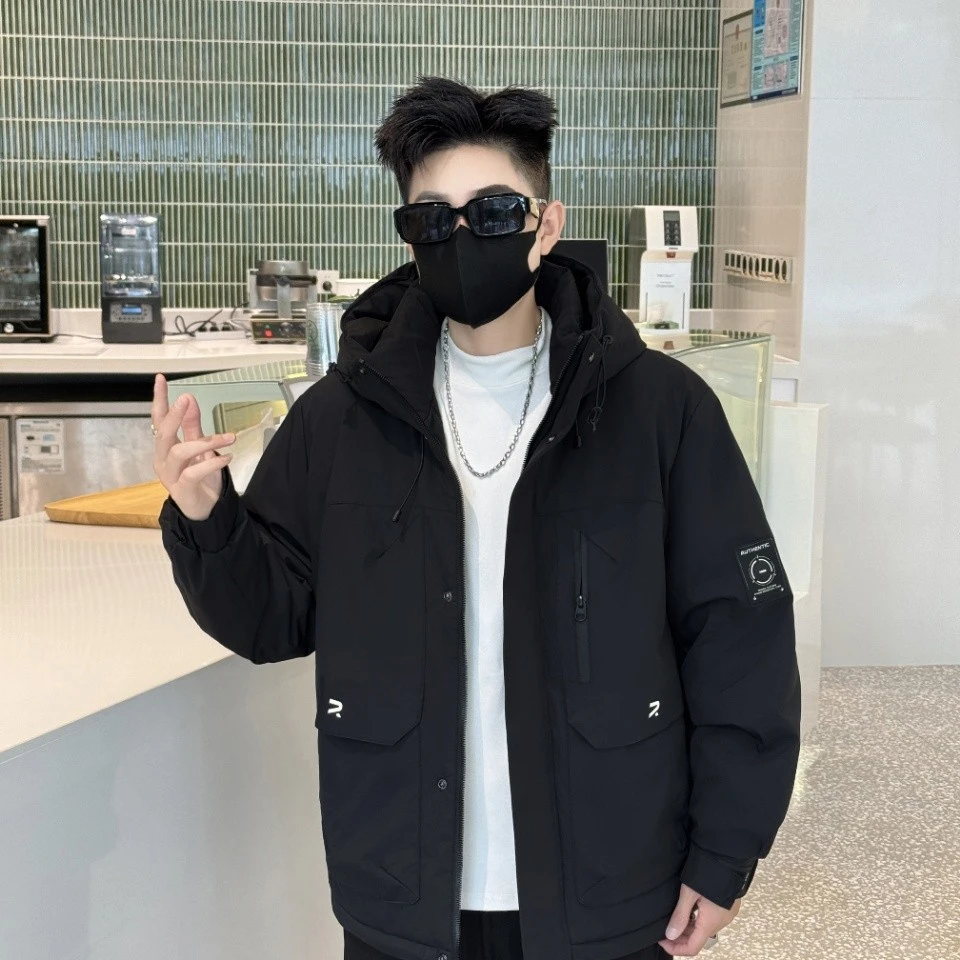 加厚款羽绒服男户外工装冬季连帽保暖时尚休闲机能风外套24378#