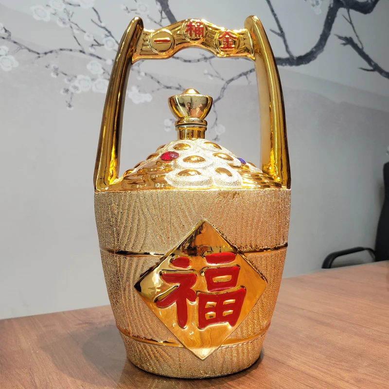 兴盛长硬盒金桶杏花村产地清香型礼盒装醇厚飘香纯粮食酒53度5L