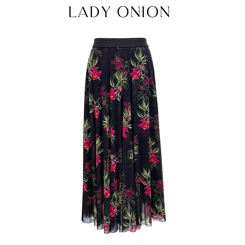 【苔丝玫瑰】双层网纱印花显瘦半裙 超百搭