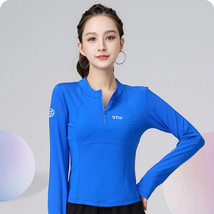 运动t恤女春夏新款瑜伽健身跑步服广场舞女士长袖透气宽松速干衣