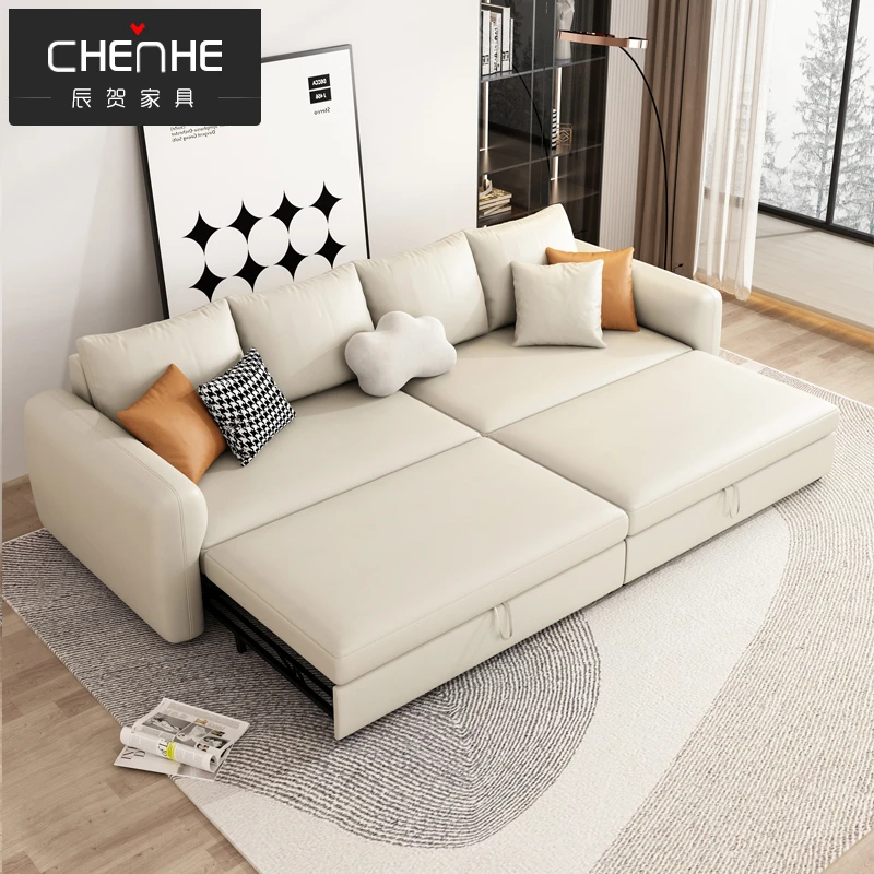 辰贺直排沙发床折叠两用双人多功能客厅小户型2024年网红款磨砂布