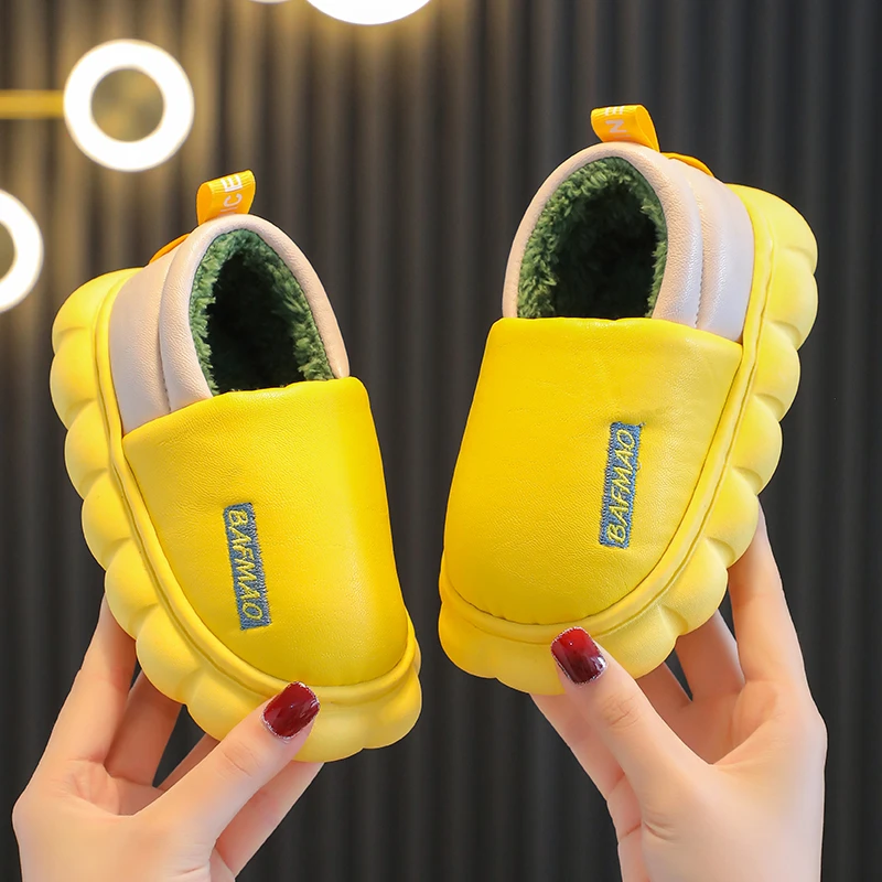 男童棉鞋冬季包跟防水小中大男女童厚软底加绒保暖小孩居家棉拖鞋