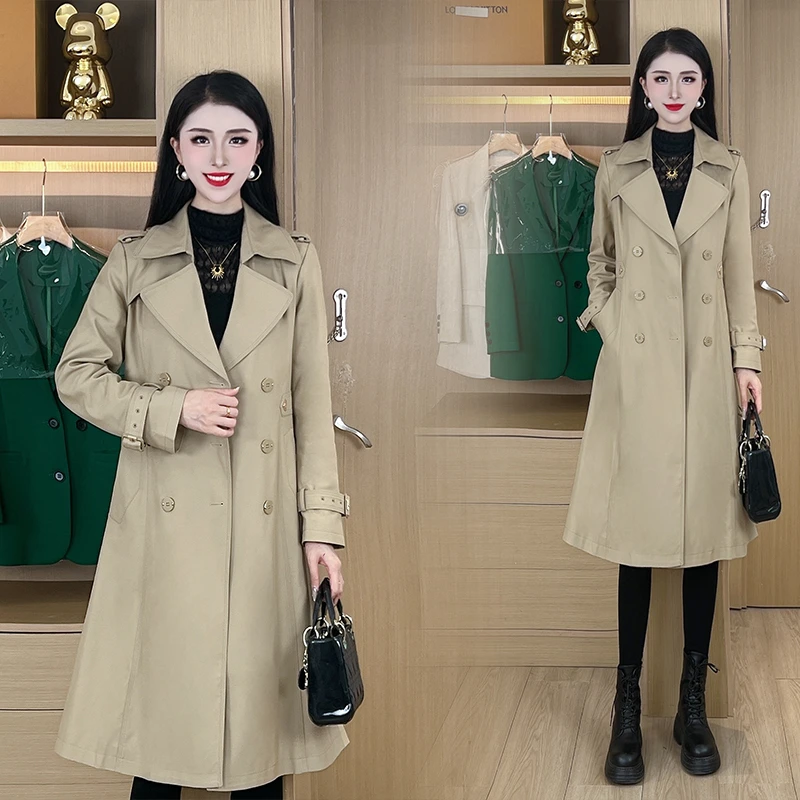 风衣女士高智感长款2024秋季女装英伦风双排扣垂感慵懒韩系-DY120