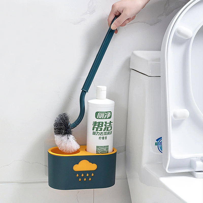 马桶刷家用无死角洗厕所刷子神器卫生间壁挂长柄蹲坑便清洁置物架