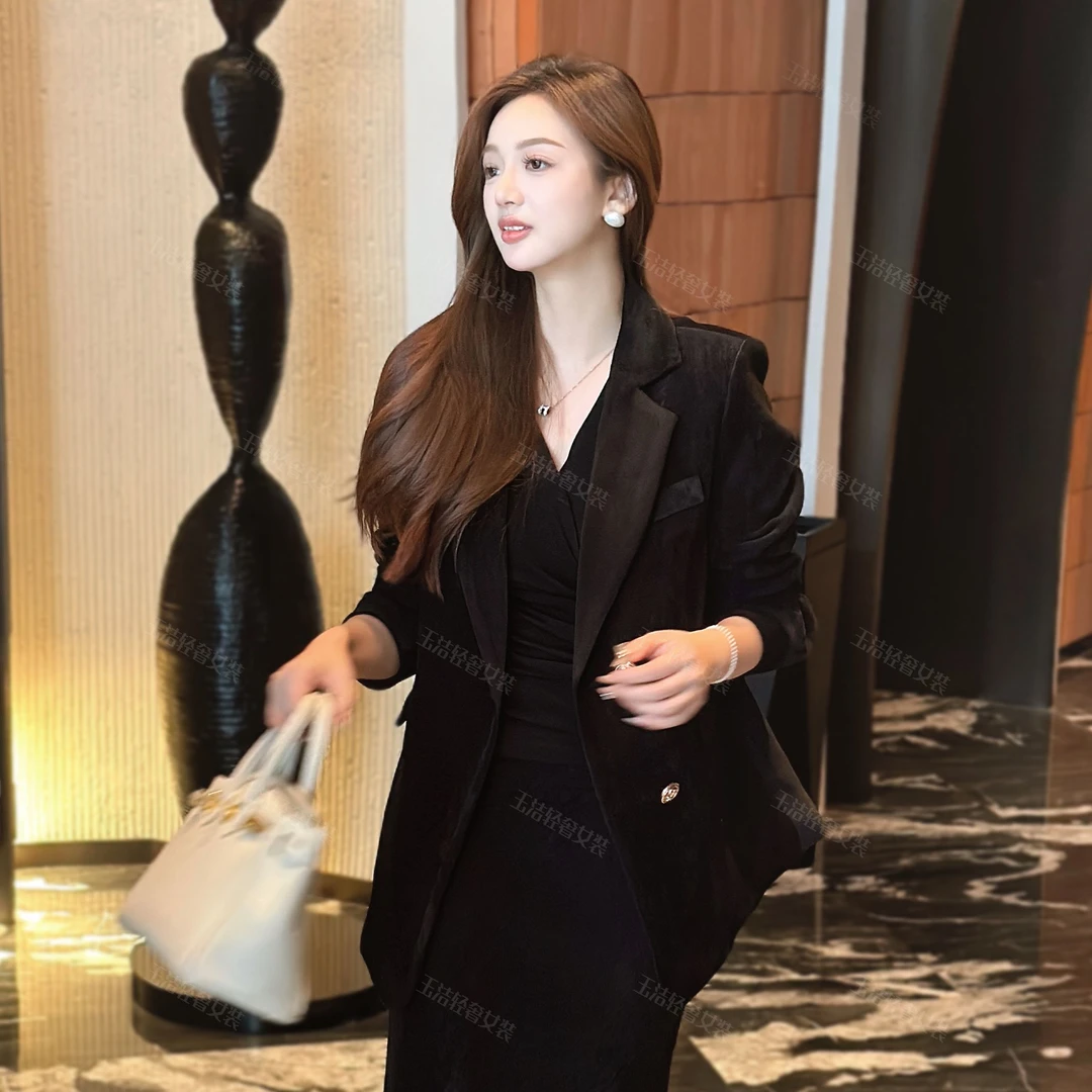 【玉洁】新款轻奢气质厚款西装外套轻熟韩版职业厚款休闲西装1921