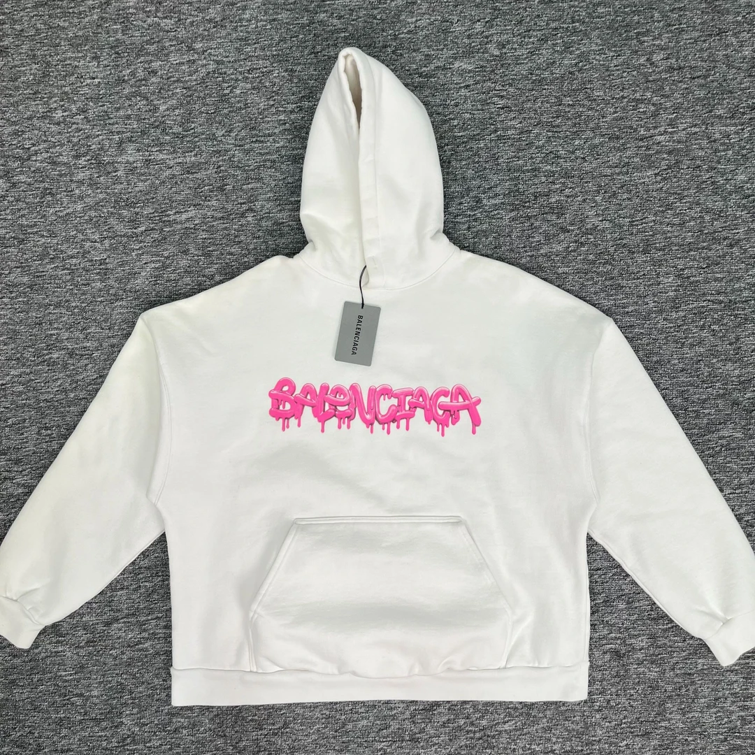全新未使用 Balenciaga/巴黎世家 喷印logo连帽卫衣/2码/未使用