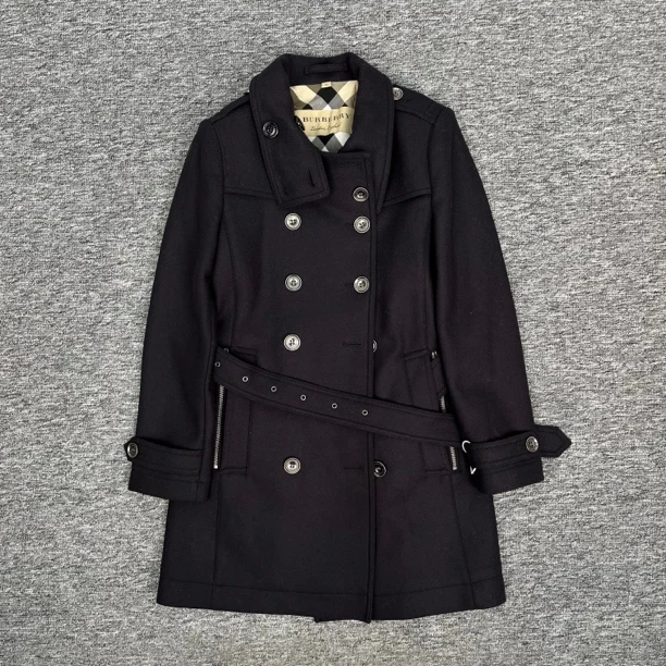 BURBERRY/博柏利双排扣束腰大衣外套/36码/99新/女款/wk0085