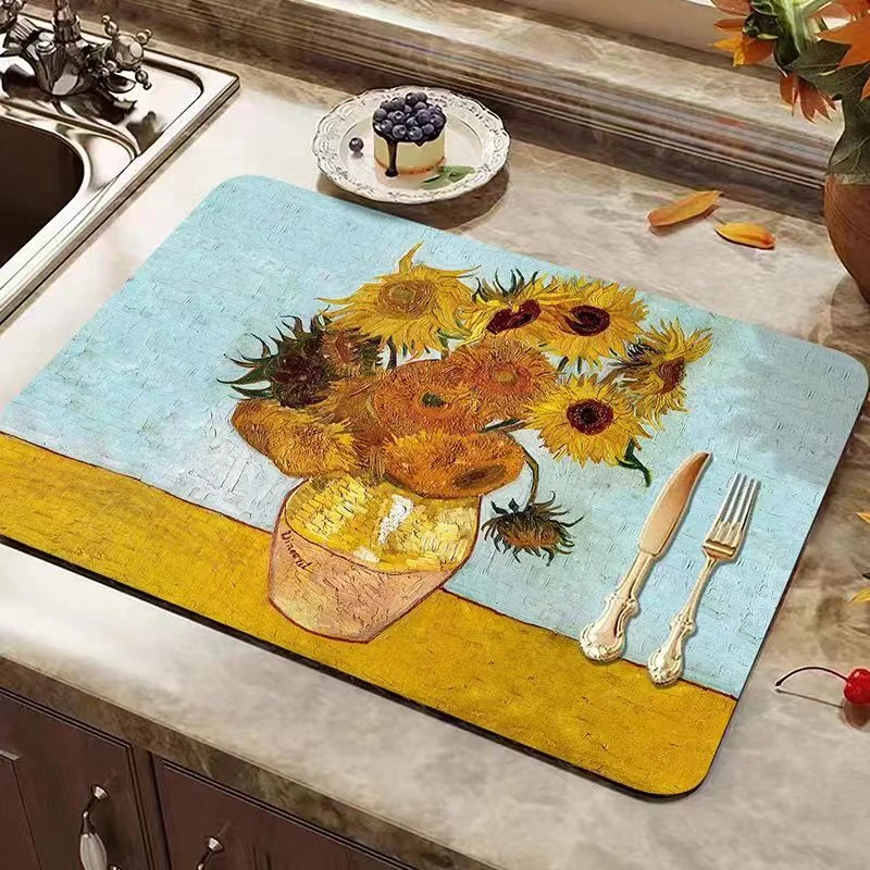 Mooshine慕上美式复古油画风沥水餐垫硅藻泥碗垫