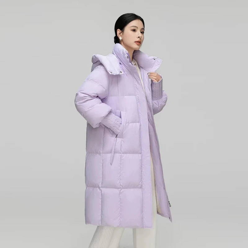 雪中飞运动户外设计时尚休闲长款连帽羽绒服X40145110F