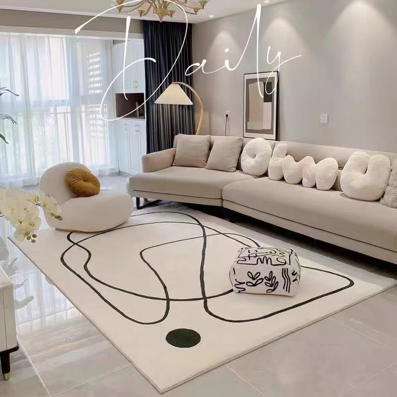 现代简约客厅家用地毯网红大面积卧室床边毯吸水耐脏好打理地毯