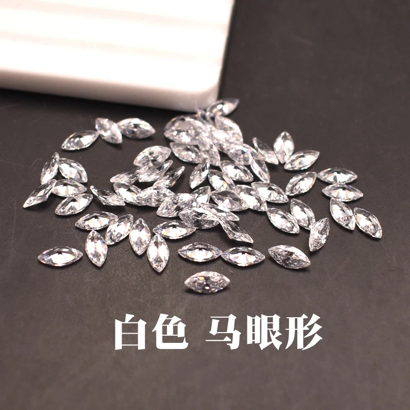 【马上制造局】2*4白色马眼美甲店批发一整包迷你小马眼尖底美甲
