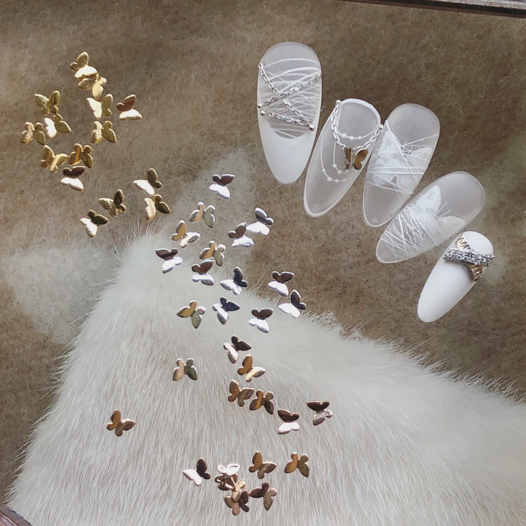 【马上制造局】美甲合金迷你金属小蝴蝶金银色指甲mini号合金饰品