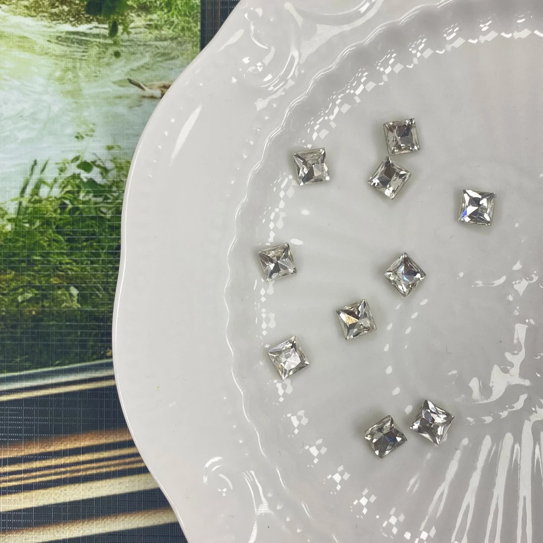 【马上制造局】6m白色正方k9水晶玻璃美甲饰品高品质超闪WJ