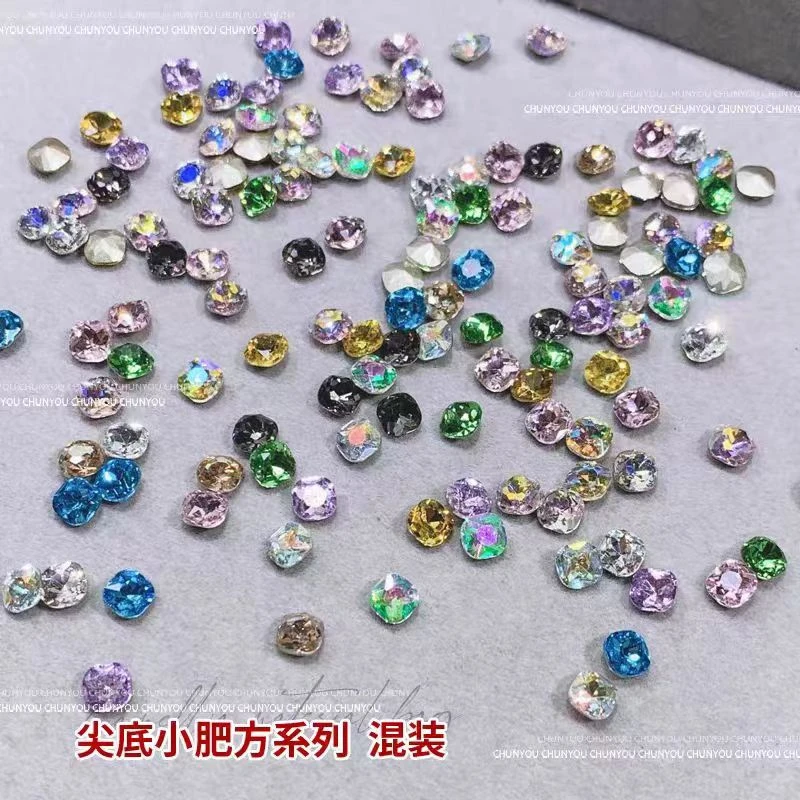 【马上制造局】6m肥方尖底50颗混款美甲饰品美甲钻指甲装饰超闪百搭