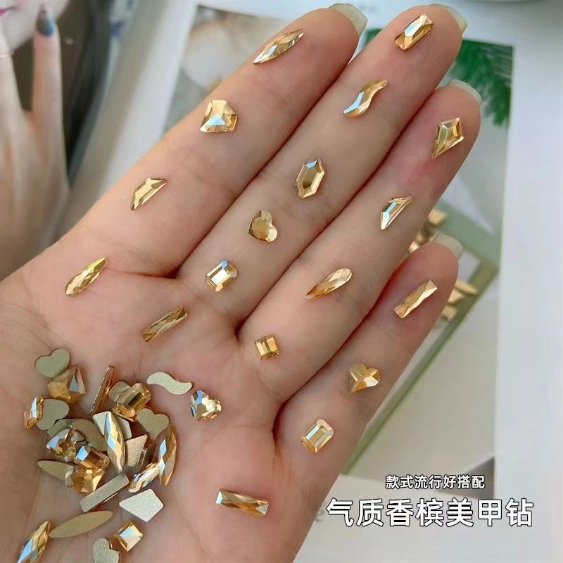 【马上制造局】中号香槟色平底异形钻新款钻石美甲钻饰品超闪1068