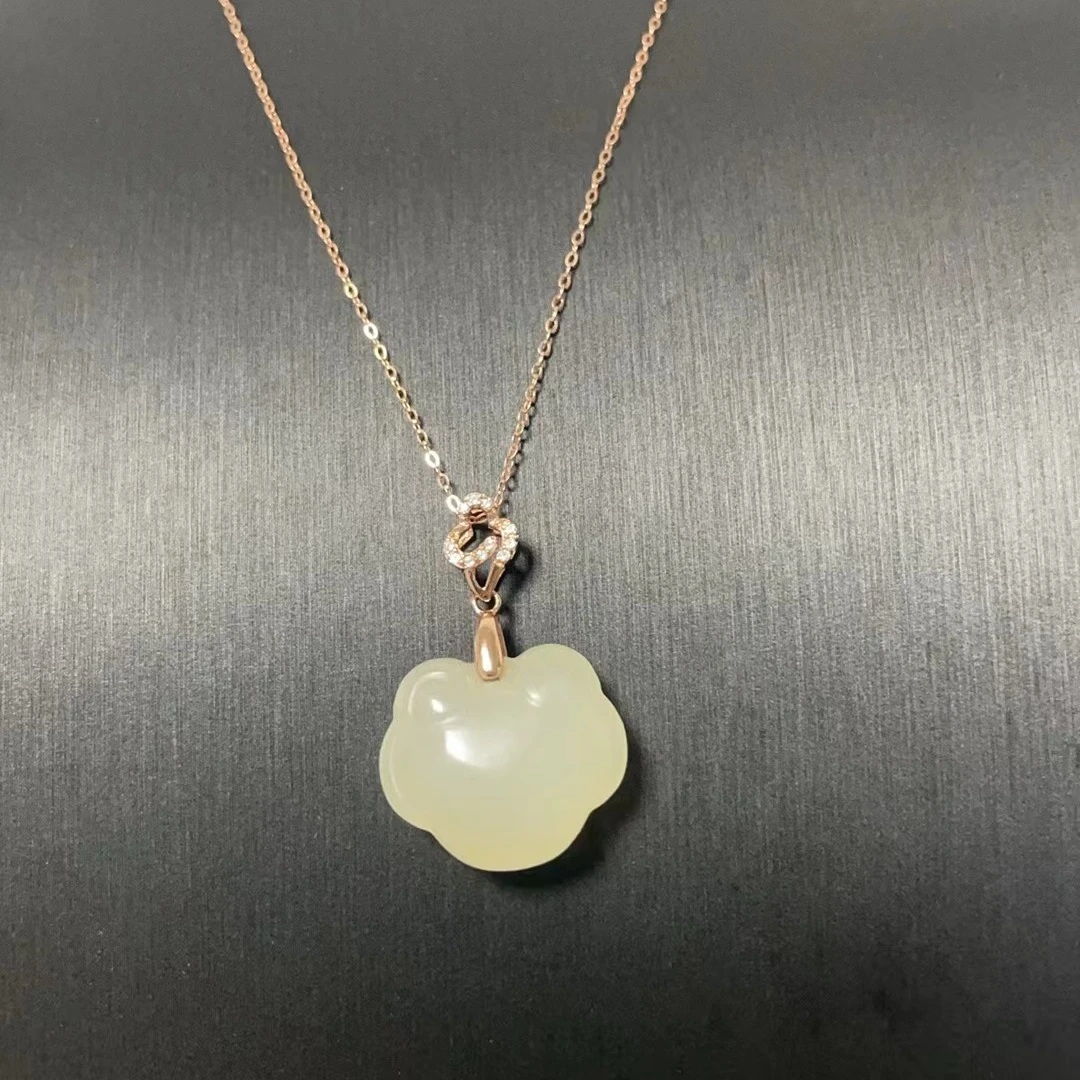 和田玉如意平安锁女款精品吊坠