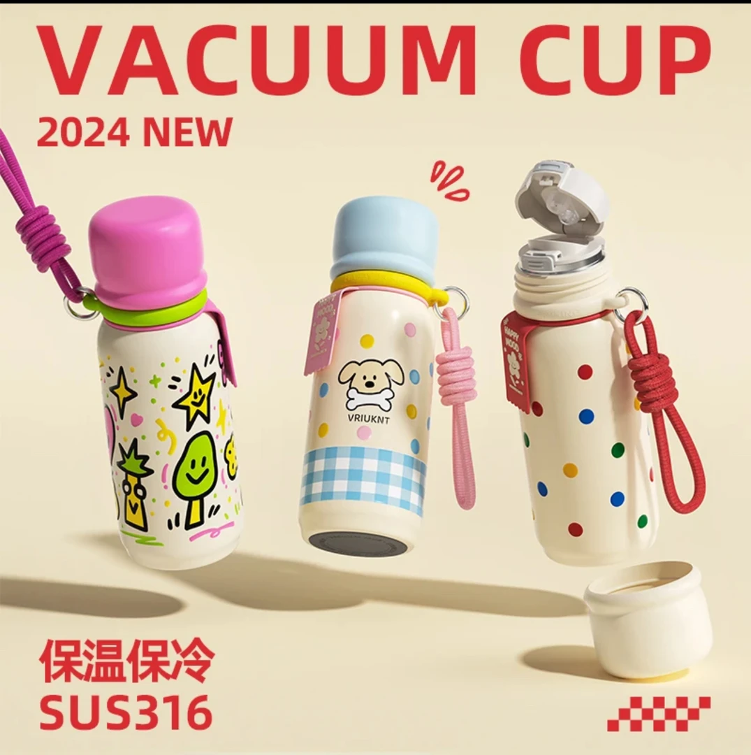 【半日闲专属】波点保温杯女500ML高颜值不锈钢保冷水杯1，9.28