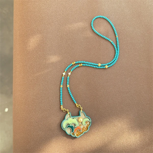 合金项链 【碧海潮生】如意锁手工盘扣时尚国风民族风复古坠链